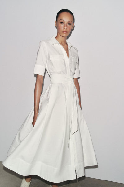 Talia™ | Belted Poplin Midi Dress