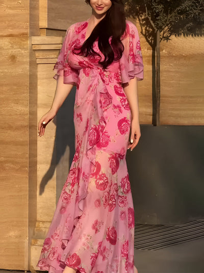 Lena™ | Retro Bloom Maxi Dress