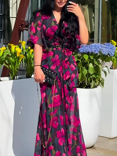 Lena™ | Retro Bloom Maxi Dress