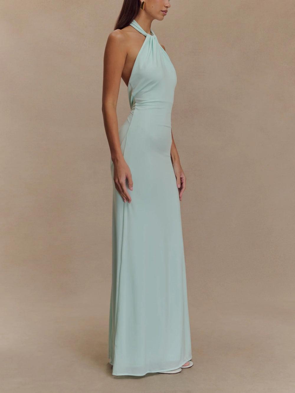 Maya™ | Sleek Halter Maxi Dress