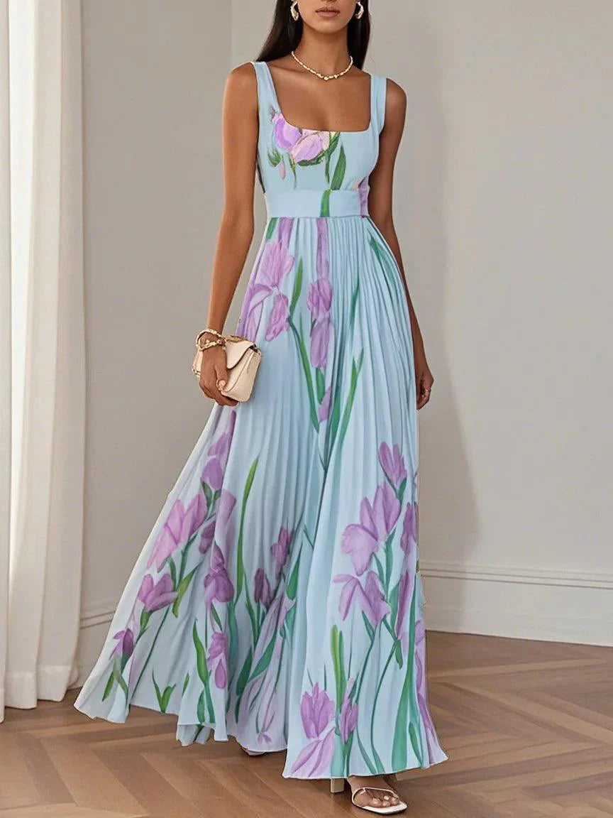Elara™ | Floral Chiffon Maxi Dress