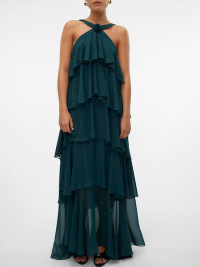 Vera™ | Layered Plum Ruffle Maxi Dress